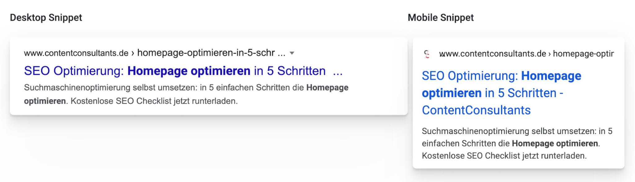 homepage optimieren - Google Snippet