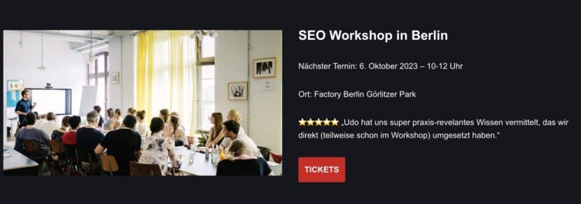 SEO WORKSHOP Berlin